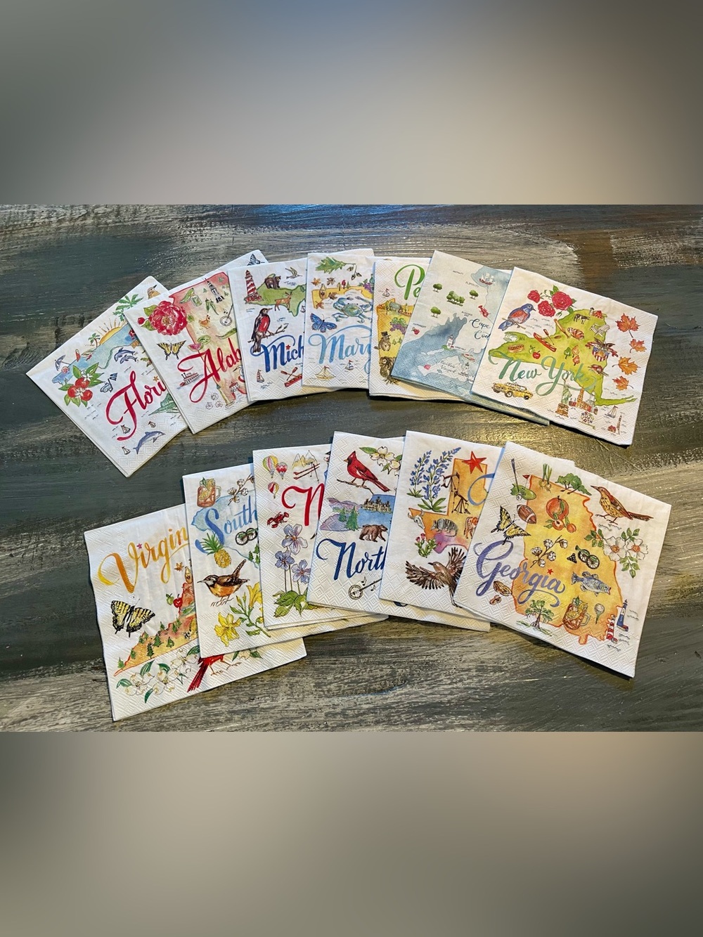 State-Themed Cocktail Napkin Bundle plus Cape Cod – Decoupage Craft Napkins –Set